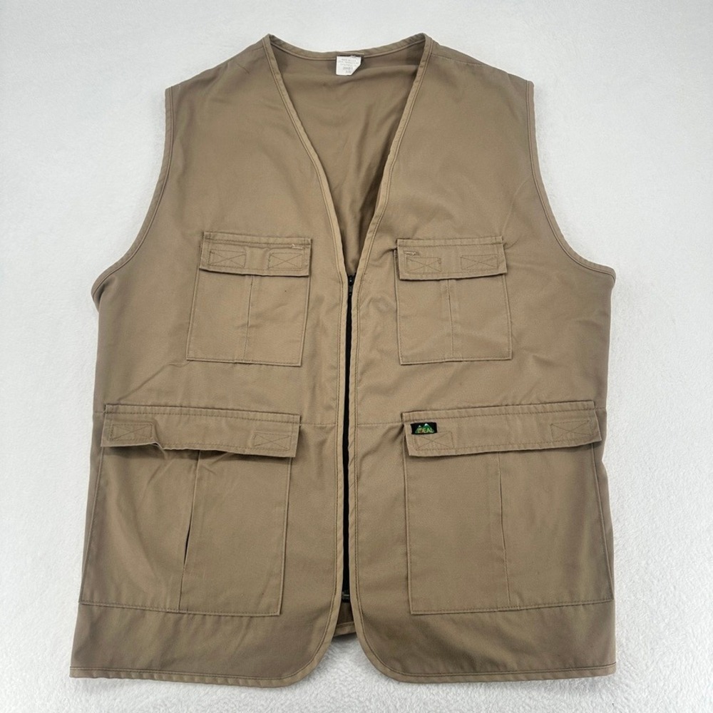 Ideal Products Utility Cargo Vest‎ Tan USA Made XXL Vintage Workwear